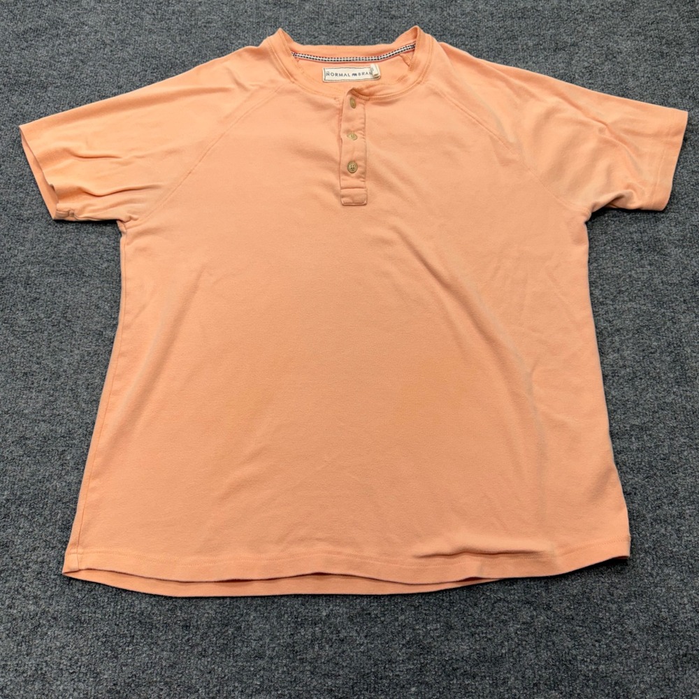 The Normal Brand Mens XL Peach Short Sleeve Henley Raglan Cotton Stretch Shirt